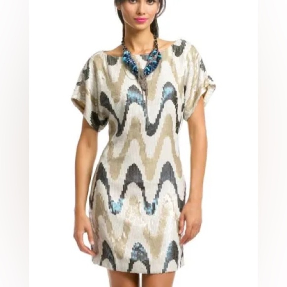 Trina Turk Zig Zag Sequin Shift Dress